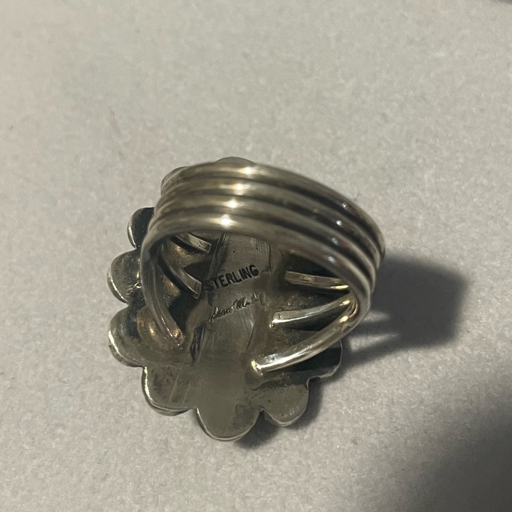 Sterling Silver And Large Turquoise Ring - image 5